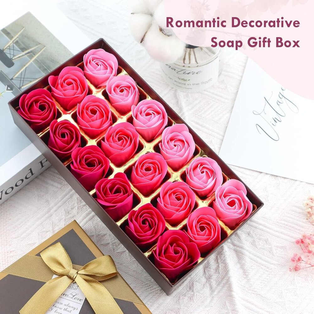 🌹18pc Rose Soap Petals Gift Set Red Pink Scented Bath Floral Decor Gift